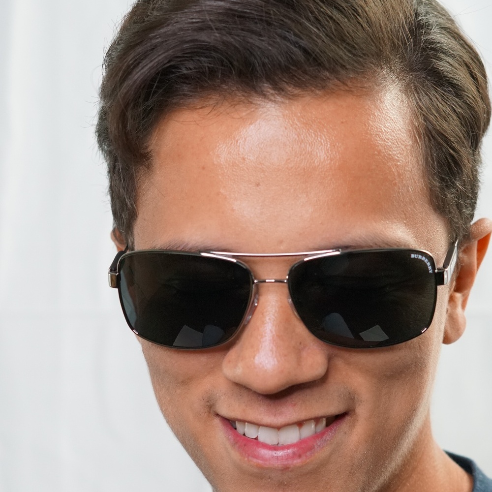 Burberry Men's Square Black Sunglasses - Picture 2 of 4